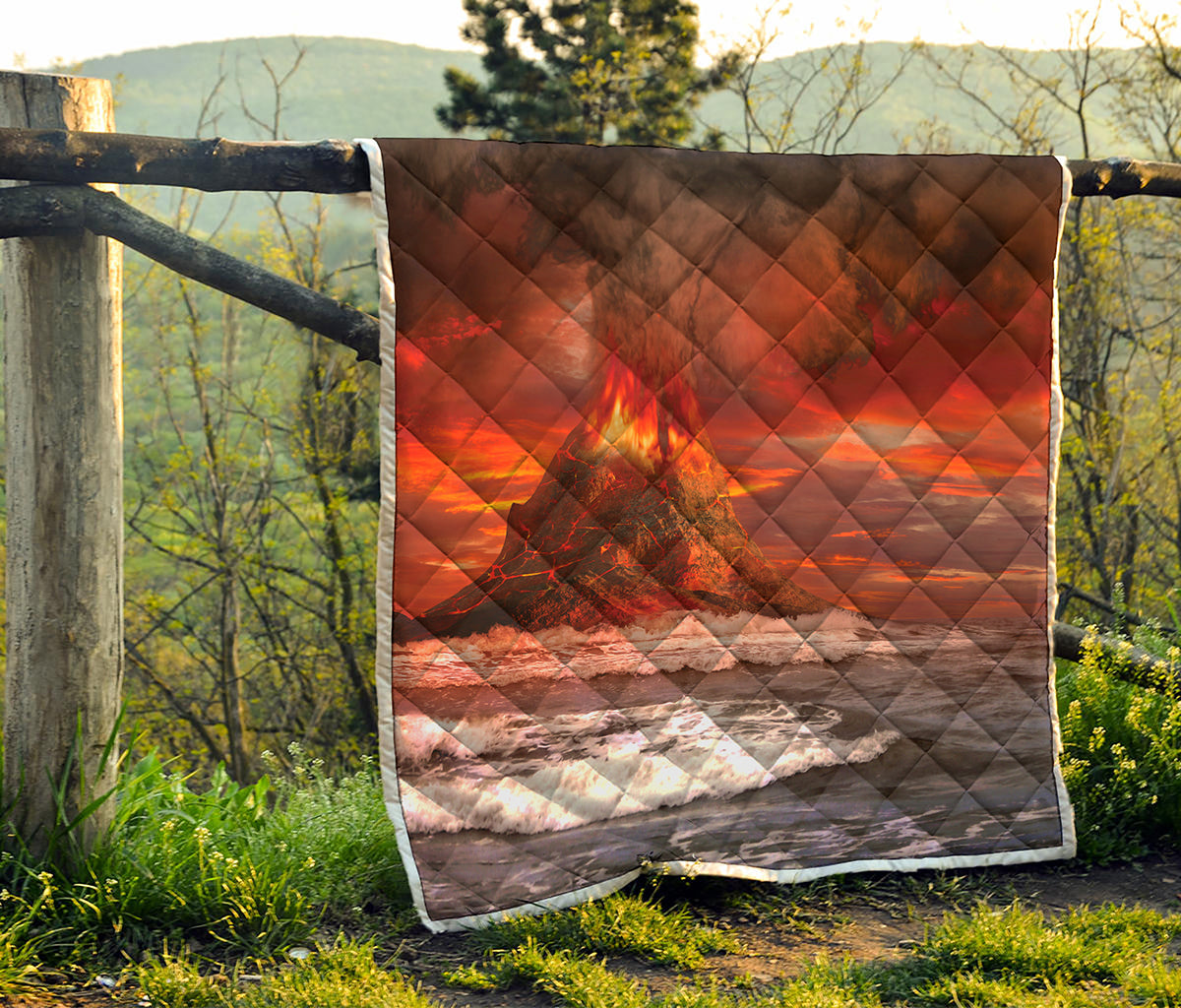 Volcano On The Sea Print Quilt
