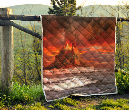 Volcano On The Sea Print Quilt