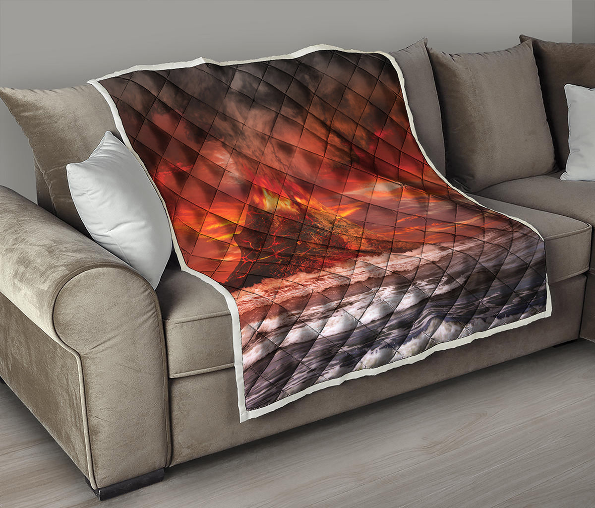 Volcano On The Sea Print Quilt