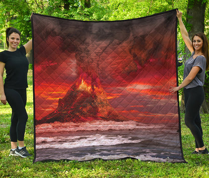 Volcano On The Sea Print Quilt