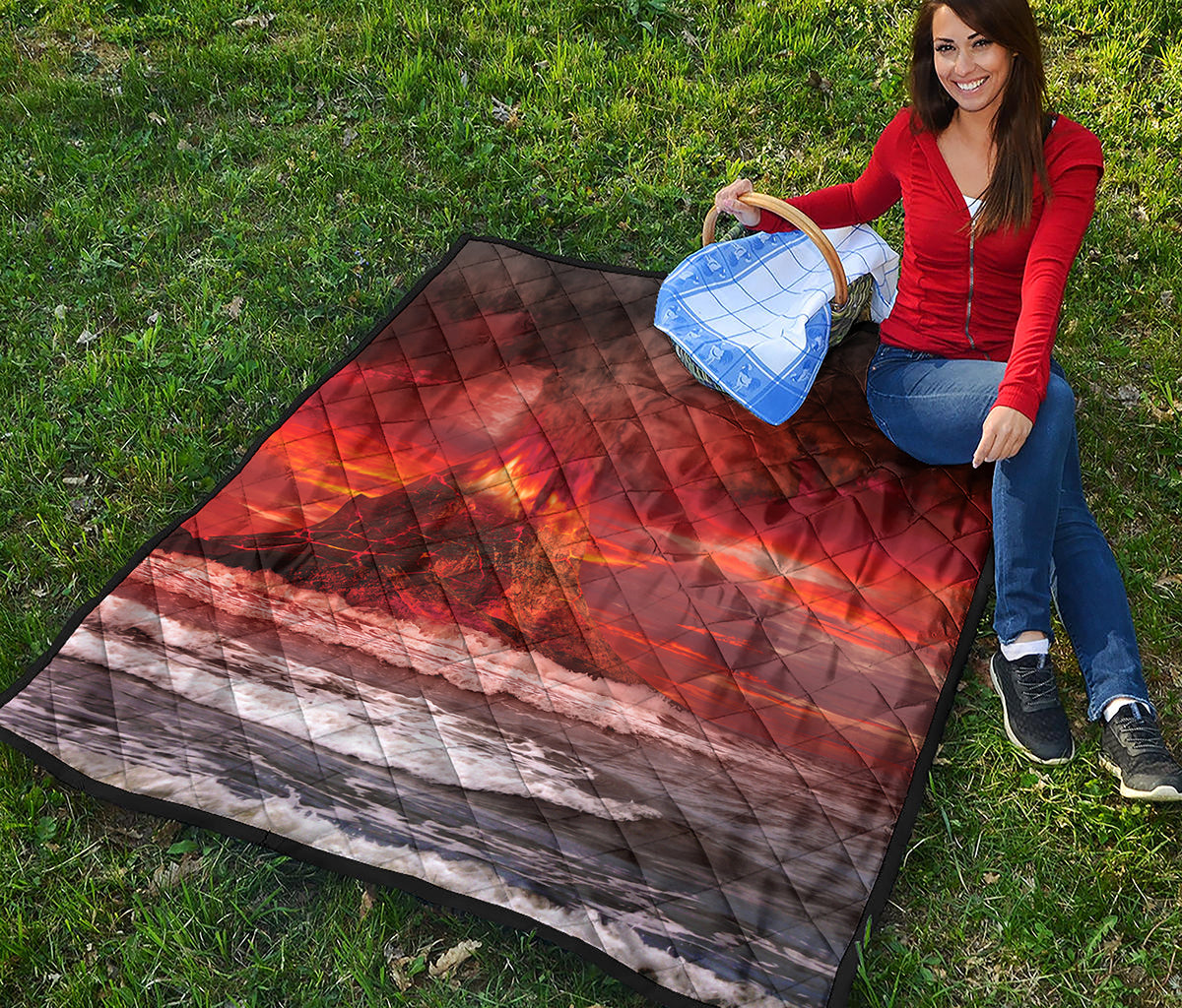 Volcano On The Sea Print Quilt