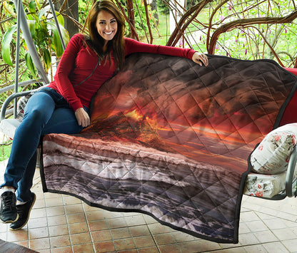Volcano On The Sea Print Quilt