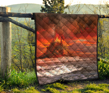 Volcano On The Sea Print Quilt