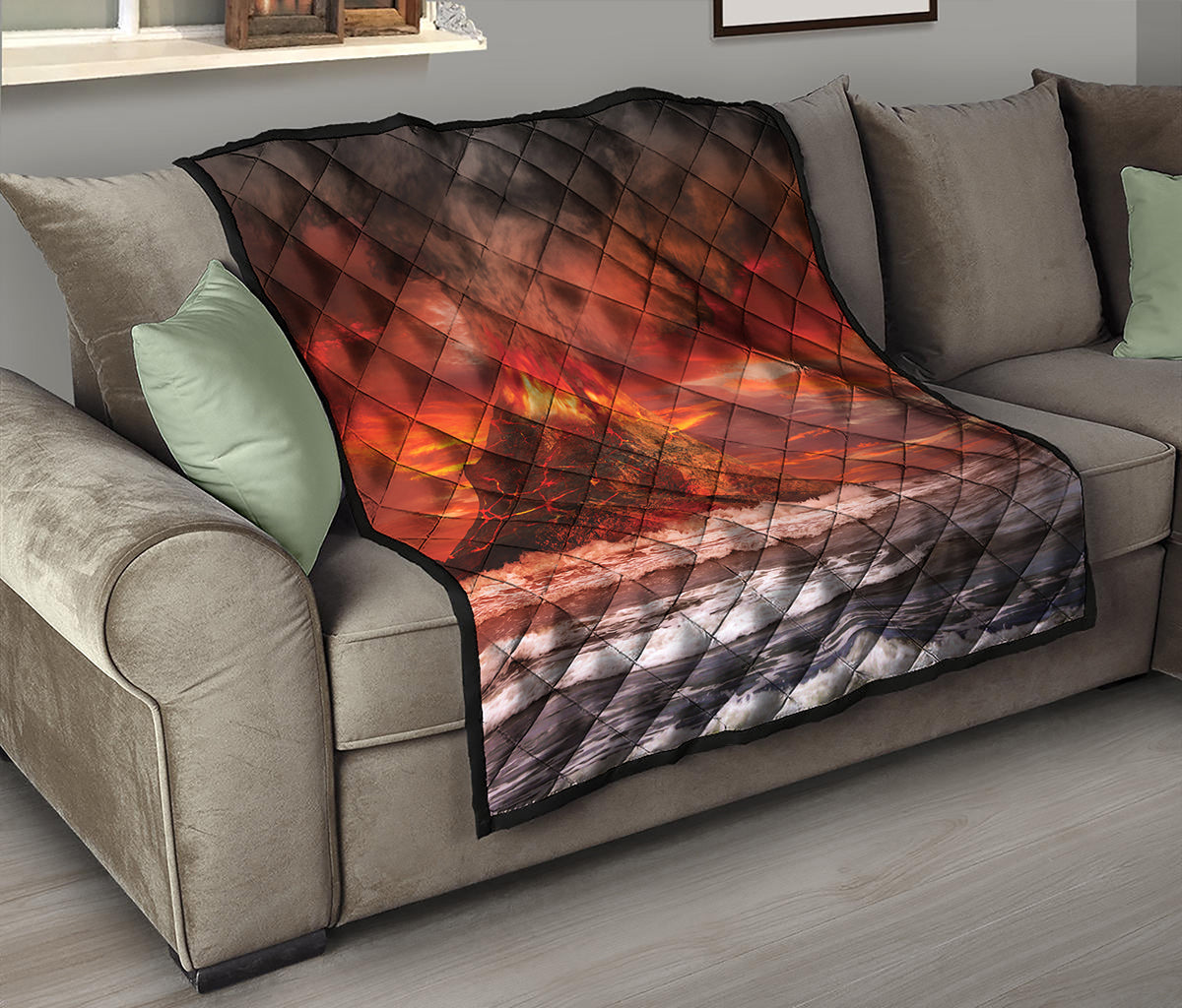 Volcano On The Sea Print Quilt