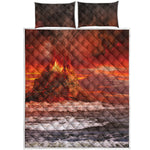 Volcano On The Sea Print Quilt Bed Set