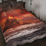 Volcano On The Sea Print Quilt Bed Set