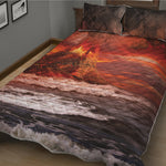 Volcano On The Sea Print Quilt Bed Set