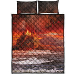Volcano On The Sea Print Quilt Bed Set