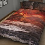 Volcano On The Sea Print Quilt Bed Set