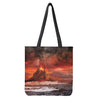 Volcano On The Sea Print Tote Bag
