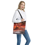 Volcano On The Sea Print Tote Bag
