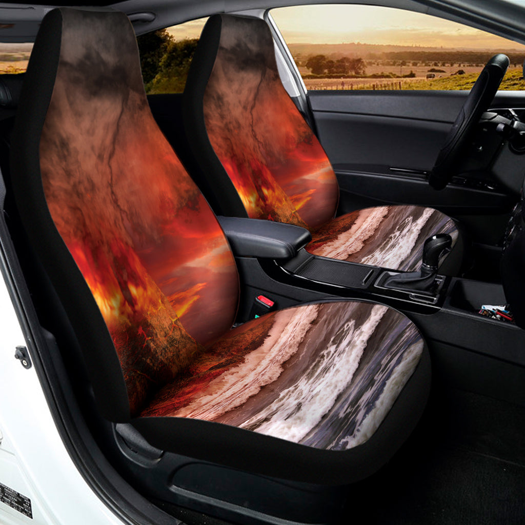 Volcano On The Sea Print Universal Fit Car Seat Covers