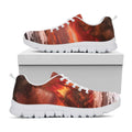 Volcano On The Sea Print White Running Shoes