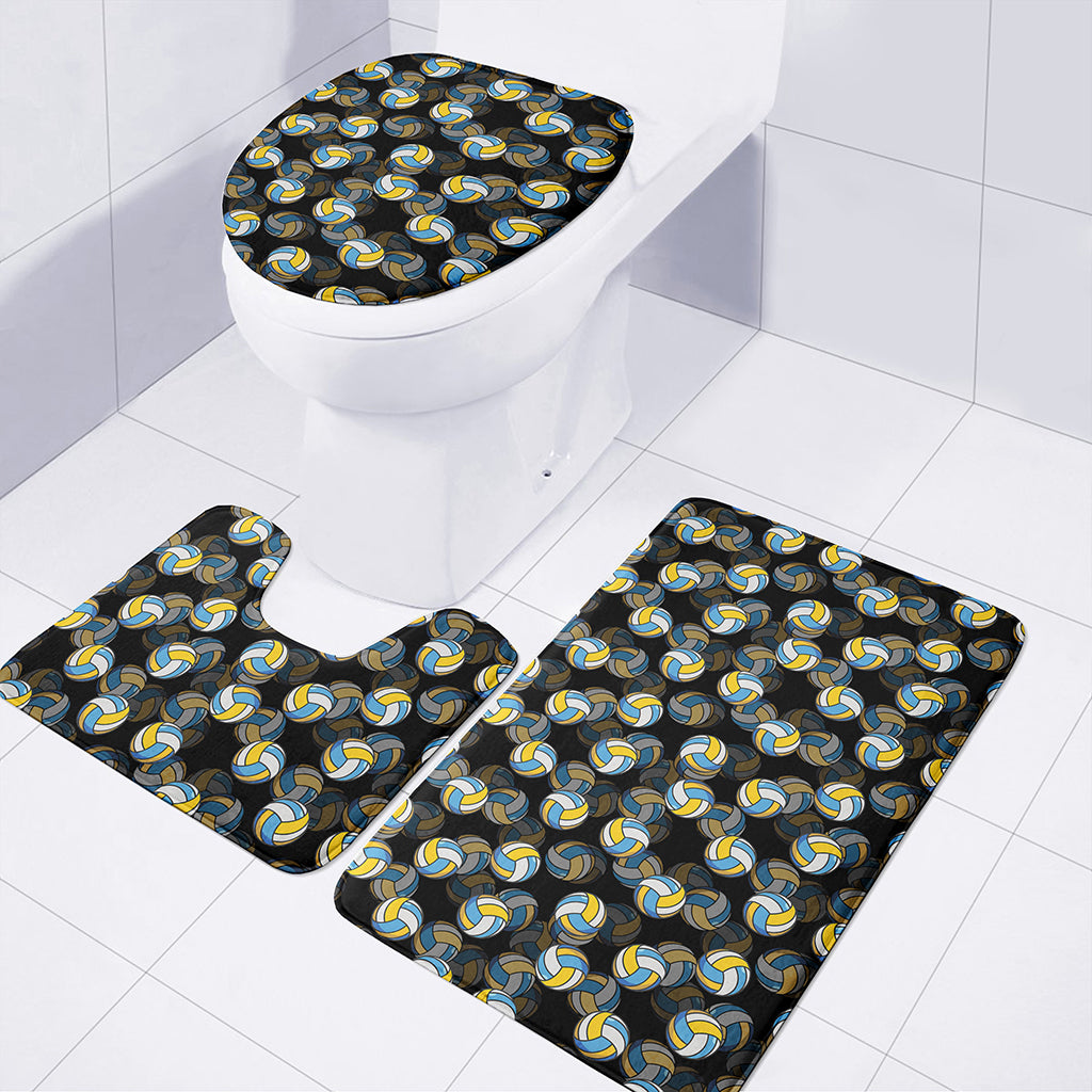 Volleyball Pattern Print 3 Piece Bath Mat Set