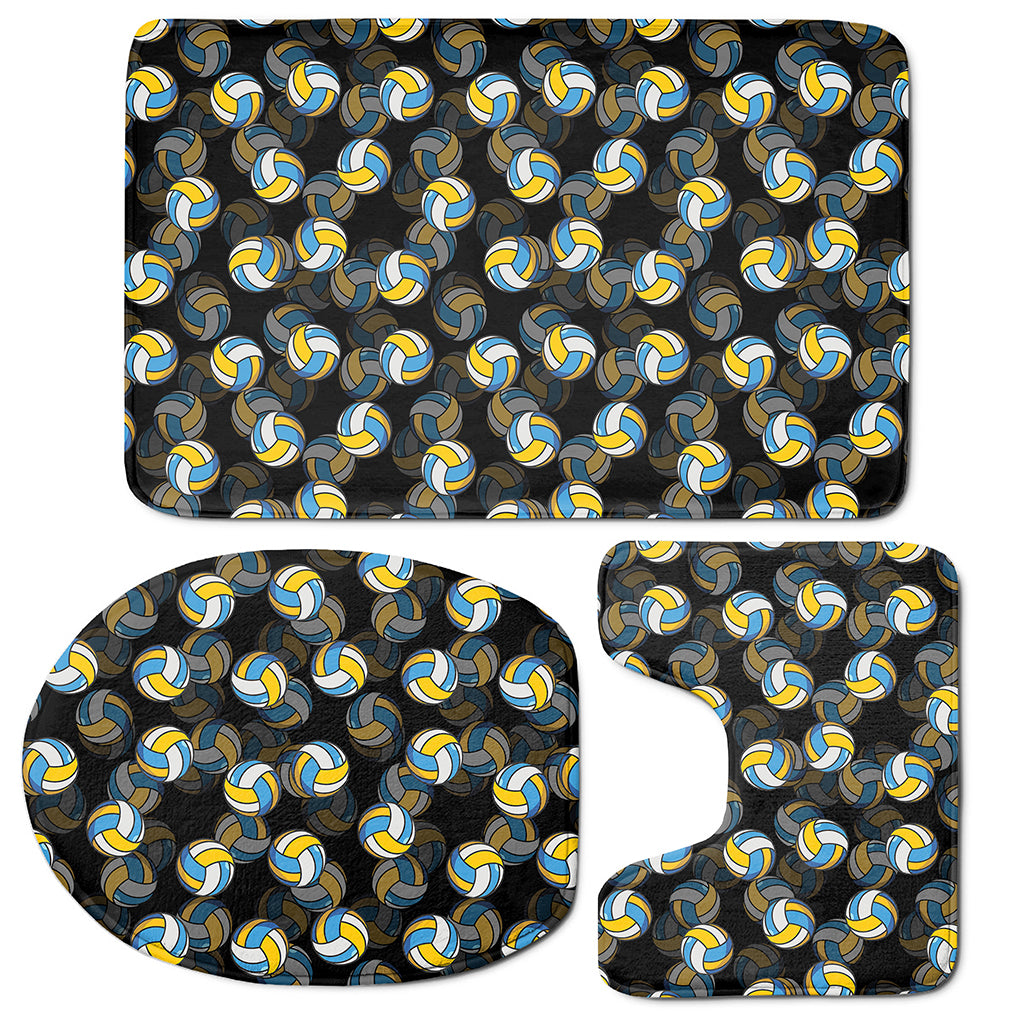 Volleyball Pattern Print 3 Piece Bath Mat Set