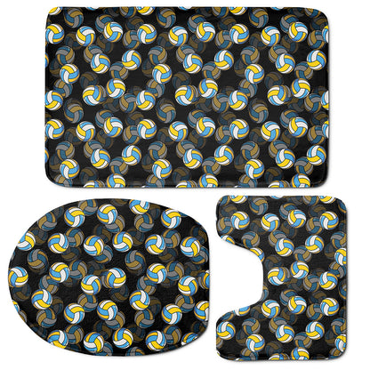 Volleyball Pattern Print 3 Piece Bath Mat Set