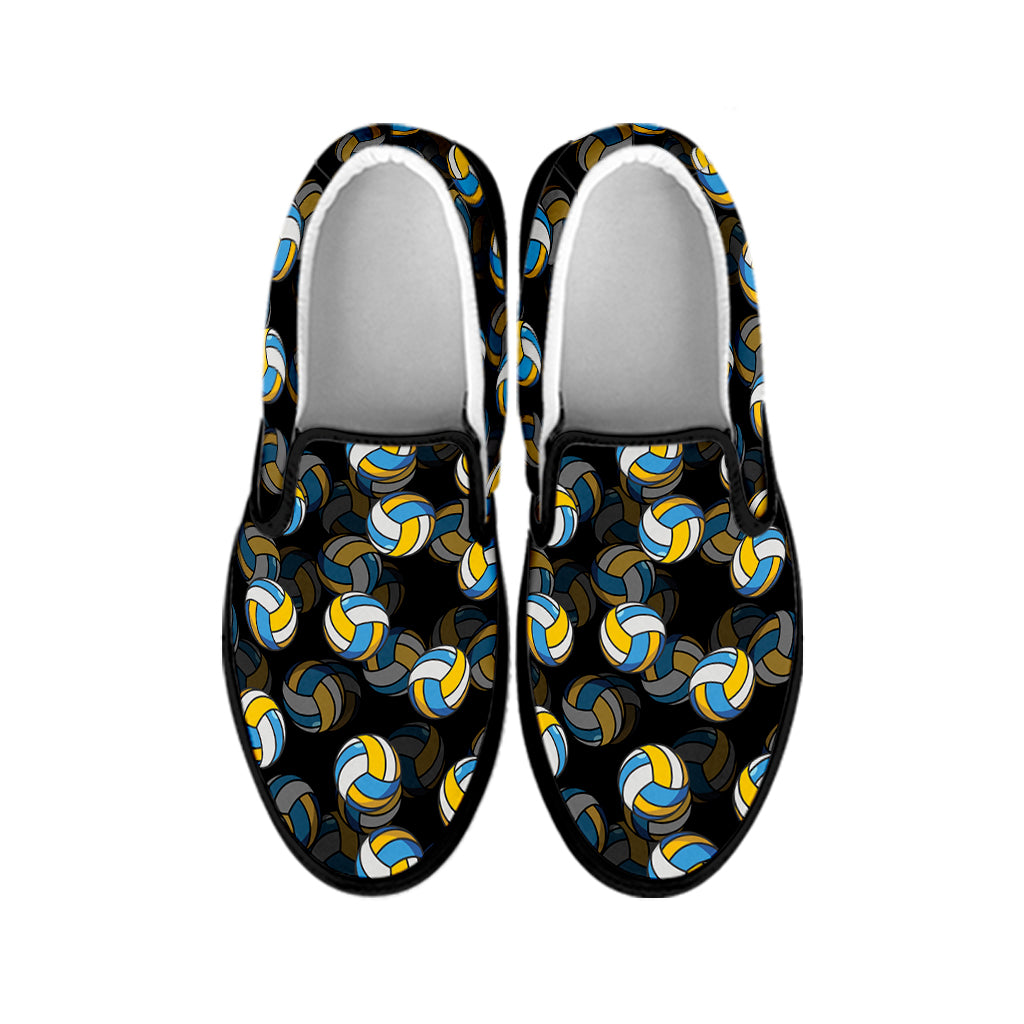 Volleyball Pattern Print Black Slip On Shoes