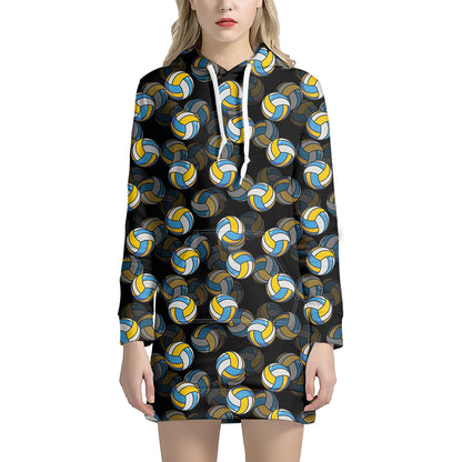 Volleyball Pattern Print Hoodie Dress