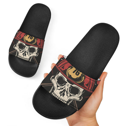 Volunteer Firefighter Print Black Slide Sandals