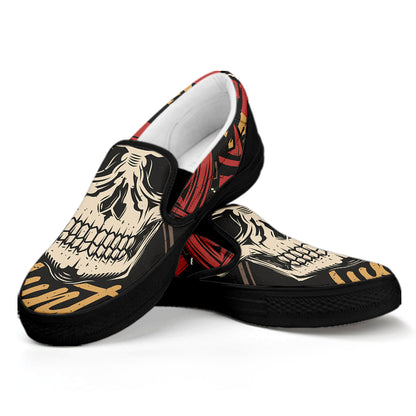 Volunteer Firefighter Print Black Slip On Shoes
