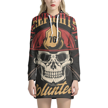 Volunteer Firefighter Print Pullover Hoodie Dress
