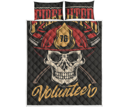 Volunteer Firefighter Print Quilt Bed Set