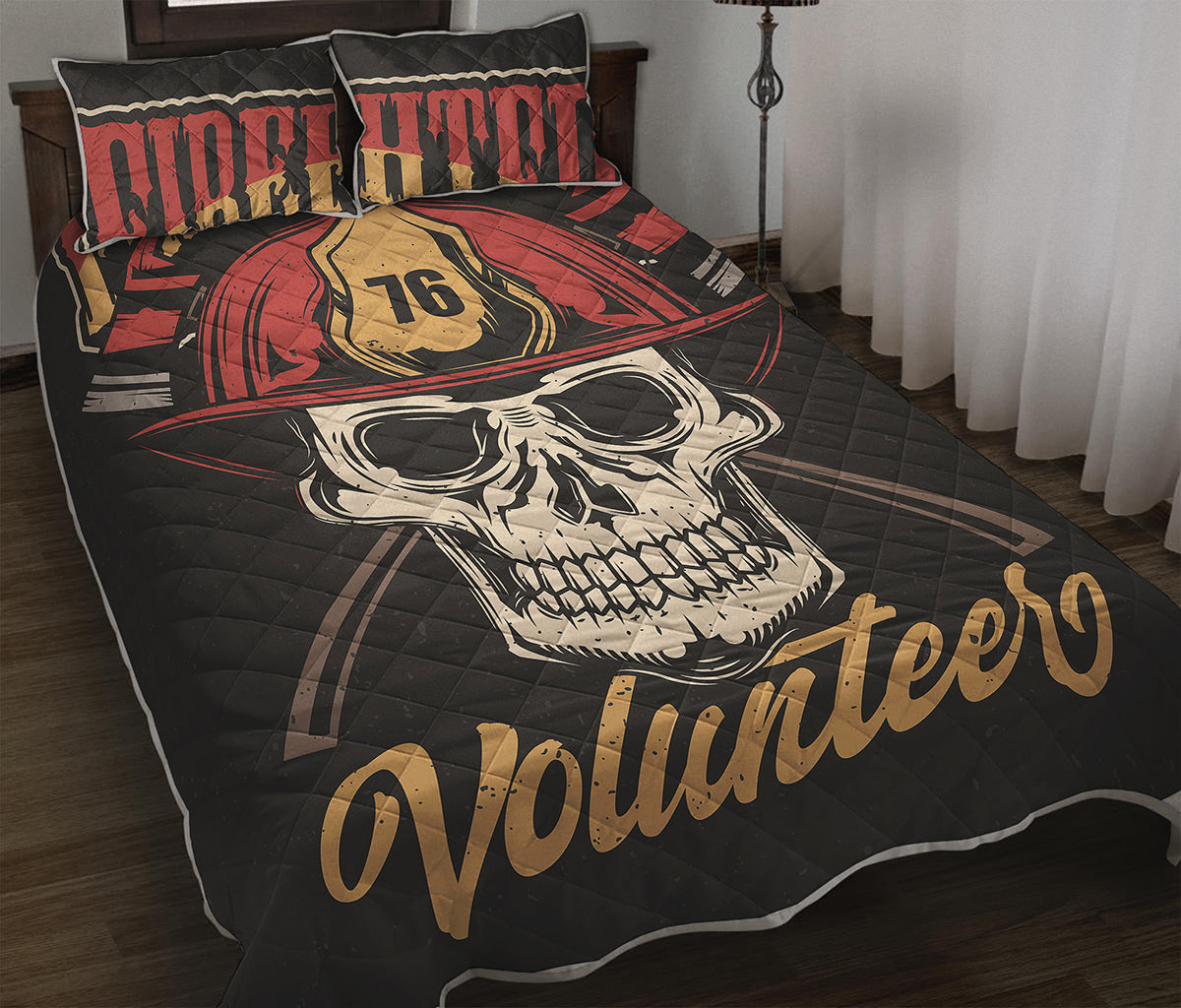 Volunteer Firefighter Print Quilt Bed Set