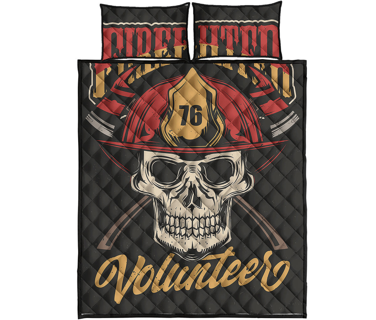 Volunteer Firefighter Print Quilt Bed Set