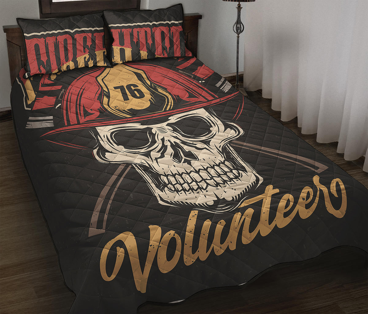 Volunteer Firefighter Print Quilt Bed Set