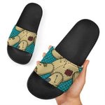 Voodoo Doll Print Black Slide Sandals