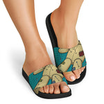 Voodoo Doll Print Black Slide Sandals