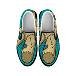 Voodoo Doll Print Black Slip On Shoes