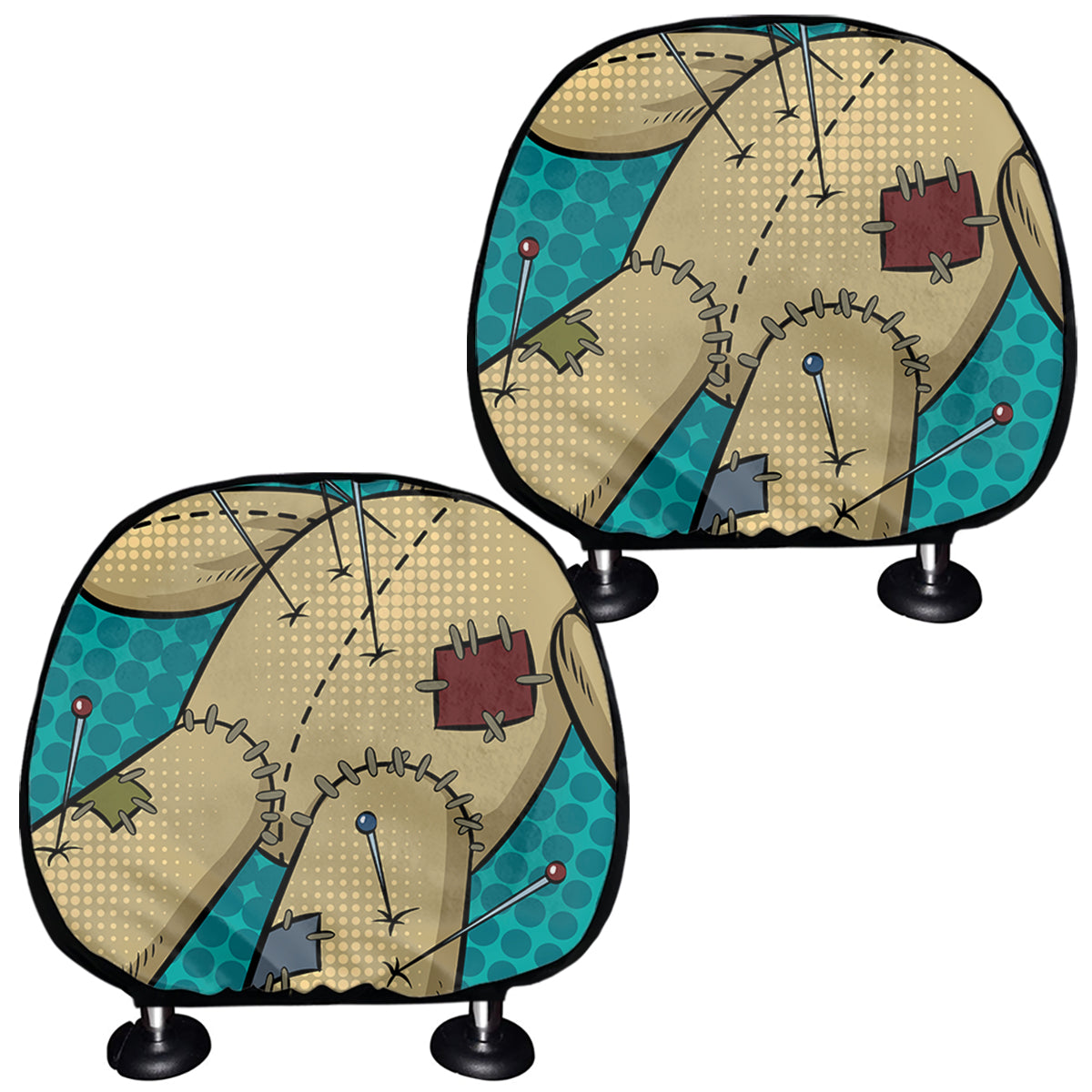 Voodoo Doll Print Car Headrest Covers