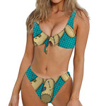 Voodoo Doll Print Front Bow Tie Bikini