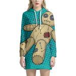 Voodoo Doll Print Pullover Hoodie Dress