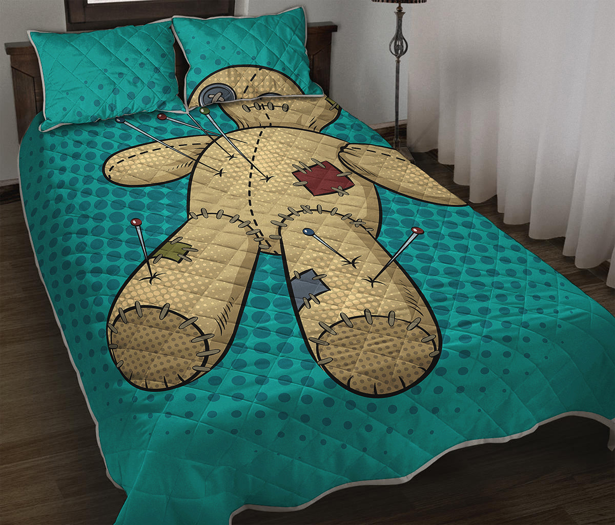 Voodoo Doll Print Quilt Bed Set