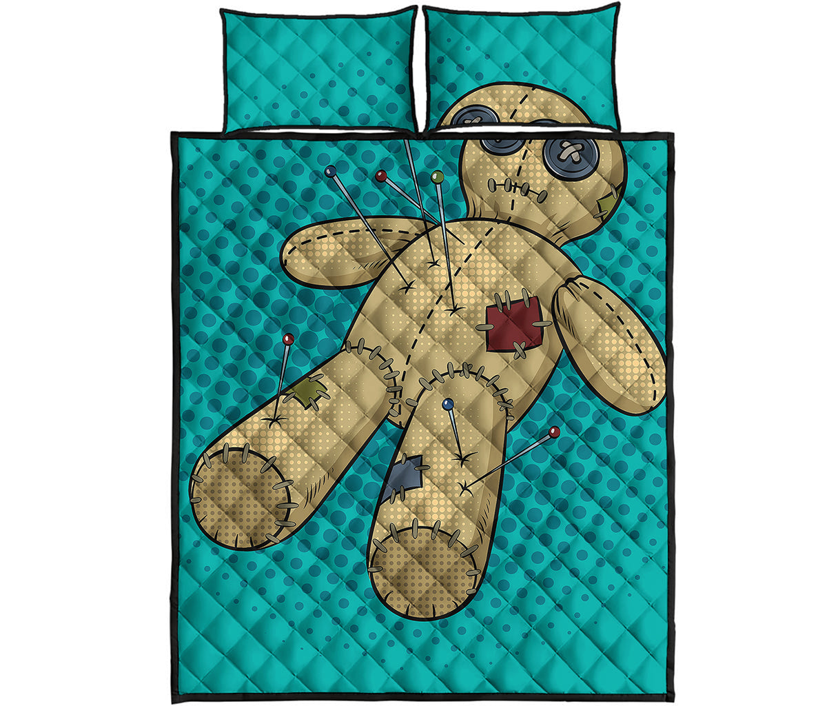 Voodoo Doll Print Quilt Bed Set