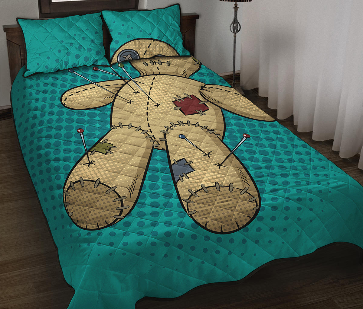 Voodoo Doll Print Quilt Bed Set