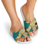 Voodoo Doll Print White Slide Sandals