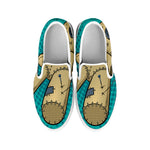 Voodoo Doll Print White Slip On Shoes