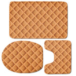 Waffle Pattern Print 3 Piece Bath Mat Set