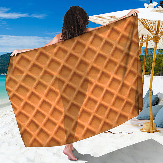 Waffle Pattern Print Beach Sarong Wrap