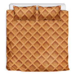 Waffle Pattern Print Duvet Cover Bedding Set