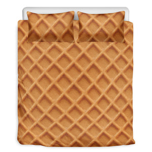 Waffle Pattern Print Duvet Cover Bedding Set