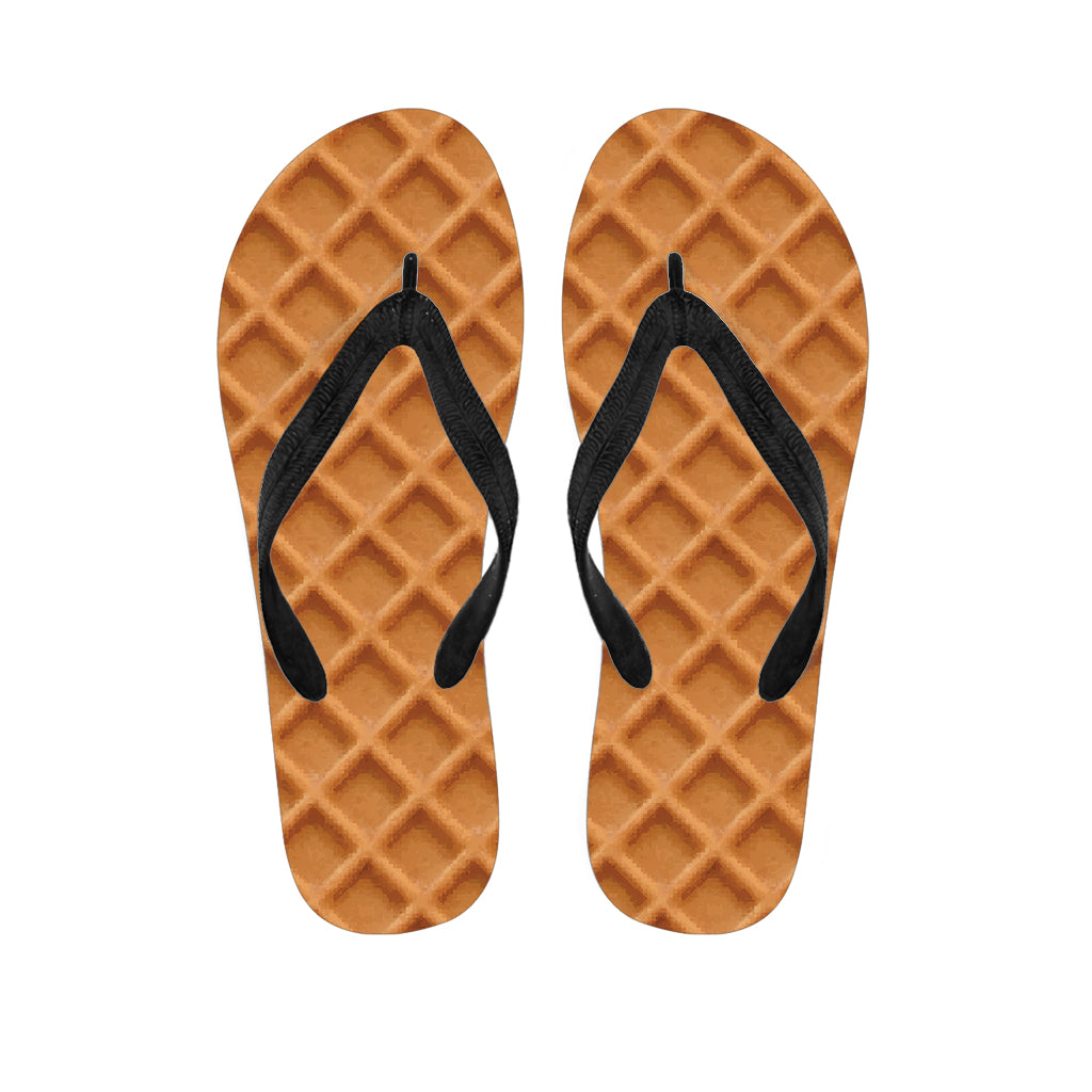 Waffle Pattern Print Flip Flops