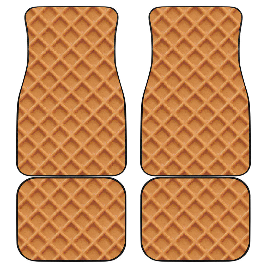 Waffle Pattern Print Front and Back Car Floor Mats