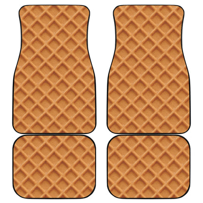Waffle Pattern Print Front and Back Car Floor Mats