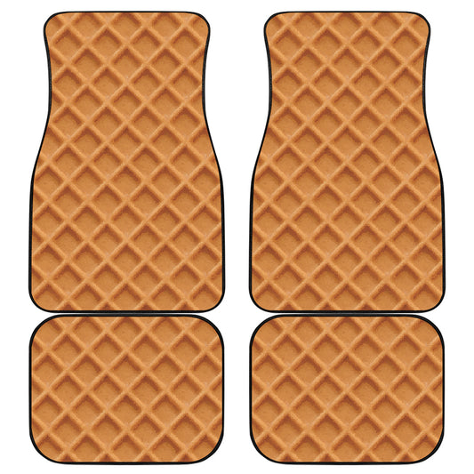 Waffle Pattern Print Front and Back Car Floor Mats