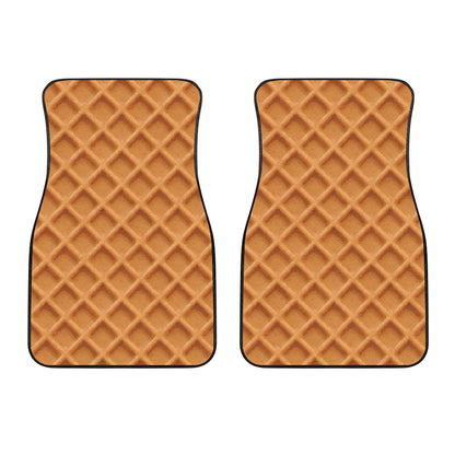 Waffle Pattern Print Front Car Floor Mats