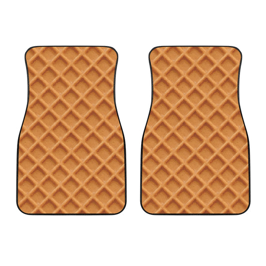 Waffle Pattern Print Front Car Floor Mats